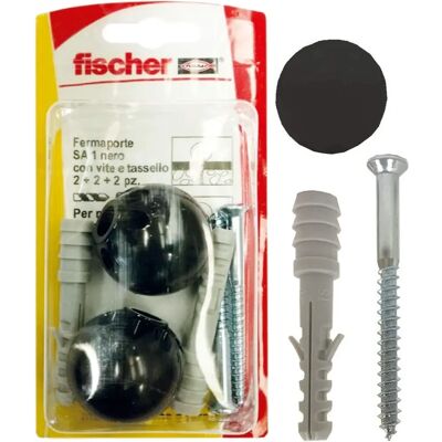 Fischer 2989189 Deurstopper - Zwart, 2 pluggen + 2 schroeven Fischer 2989189 Deurstopper - Zwart, 2 pluggen + 2 schroeven