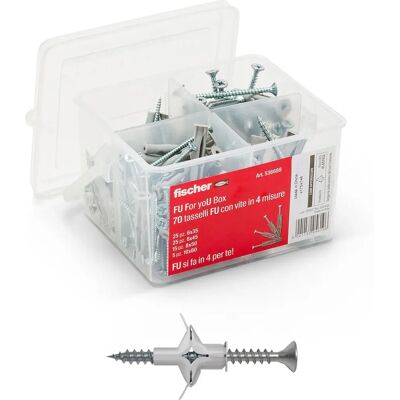 Kit di fissaggio universale Fischer - 70 tasselli assortiti - 536688 Kit di fissaggio universale Fischer - 70 tasselli assortiti - 536688