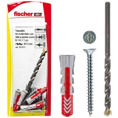 Fischer W100 8K Kit de buchas e parafusos - Alta resistência Fischer W100 8K Kit de buchas e parafusos - Alta resistência