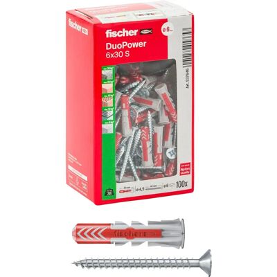 Fischer Wall Plug and Screw Set - 6mm x 30mm - 100 Pieces Fischer Wall Plug and Screw Set - 6mm x 30mm - 100 Pieces