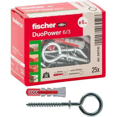 Fischer Duopower 6/3 Wkręt rozporowy z nylonu - Wkręt rozporowy Fischer Duopower 6/3 Wkręt rozporowy z nylonu - Wkręt rozporowy