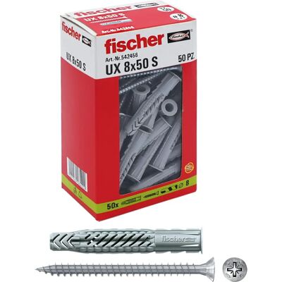 Fischer Model 8x50 mm Nylon Wall Anchors - Universal Fixation Fischer Model 8x50 mm Nylon Wall Anchors - Universal Fixation