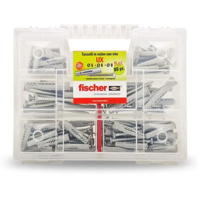 Fischer Wall Plug Kit - Universal 80 Pieces for Masonry, Drywall, Concrete Fischer Wall Plug Kit - Universal 80 Pieces for Masonry, Drywall, Concrete
