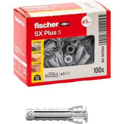 Fischer SX Plus 5x25 Tassello - Espansione in nylon ad alta capacità Fischer SX Plus 5x25 Tassello - Espansione in nylon ad alta capacità
