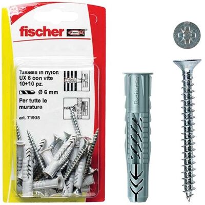 Fischer Universele nylon plug - 6x35mm - Veilige metselwerkbevestiging Fischer Universele nylon plug - 6x35mm - Veilige metselwerkbevestiging