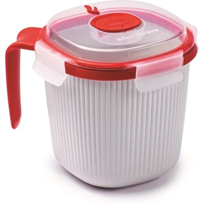 Snips - Microwave Container White and Red with Vented Lid - Microwave Container Snips - Microwave Container White and Red with Vented Lid - Microwave Container