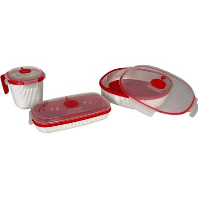 Snips Linea Tempo Zero Set 3 Pz Contenitori - Microwave Steamer - 2L Snips Linea Tempo Zero Set 3 Pz Contenitori - Microwave Steamer - 2L