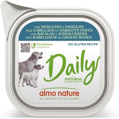 Almo Nature Cibo per Cani - Merluzzo e Fagiolini - Cibo Umido Completo per Cani Almo Nature Cibo per Cani - Merluzzo e Fagiolini - Cibo Umido Completo per Cani