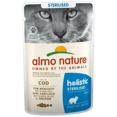 Almo Nature Holistic Sterilised comida húmeda para gatos con bacalao 70g Almo Nature Holistic Sterilised comida húmeda para gatos con bacalao 70g