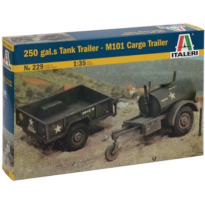 Kit Modèle Militaire Italeri 1/35 - Réservoir 250 Gal et Remorque M101 - Publicité Kit Modèle Militaire Italeri 1/35 - Réservoir 250 Gal et Remorque M101 - Publicité