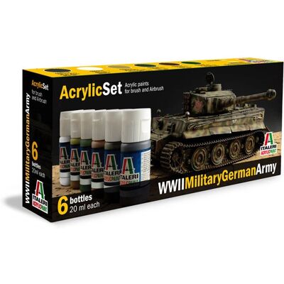 Zestaw farb akrylowych Italeri 433AP - Niemieckie czołgi WWII - 6 kolorów Zestaw farb akrylowych Italeri 433AP - Niemieckie czołgi WWII - 6 kolorów