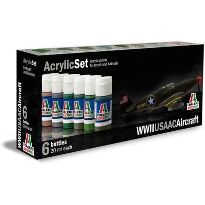 Set di Colori Acrilici Italeri - Aerei USAAF WWII - Verde, Grigio, Oliva Set di Colori Acrilici Italeri - Aerei USAAF WWII - Verde, Grigio, Oliva