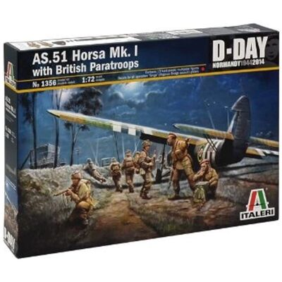 Kit de modelo Italeri A.51 Horsa Mk.I / II 1:72 - Planeador WWII + Paracaidistas Kit de modelo Italeri A.51 Horsa Mk.I / II 1:72 - Planeador WWII + Paracaidistas