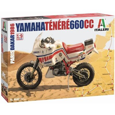 Italeri Yamaha Ténéré 660cc Pariisi-Dakar mallipakkaus Italeri Yamaha Ténéré 660cc Pariisi-Dakar mallipakkaus