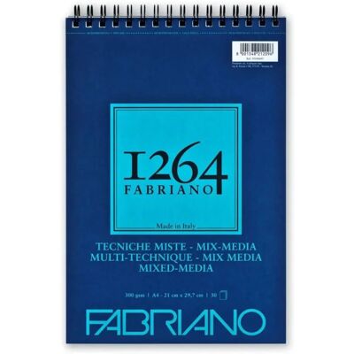Fabriano 1264 Bloco de Papel Multiuso A4 - 300g - Espiral - Papel para Desenho Fabriano 1264 Bloco de Papel Multiuso A4 - 300g - Espiral - Papel para Desenho