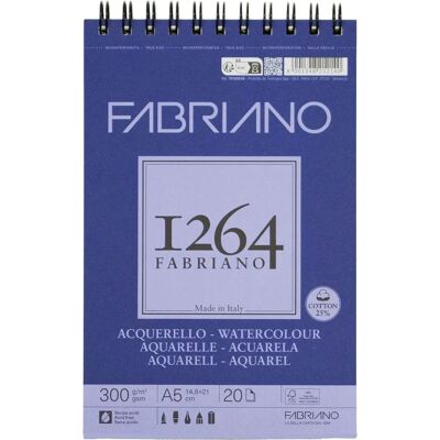 Papel aquarela Fabriano A5 300g Espiral - Papel de desenho - Materiais artísticos Papel aquarela Fabriano A5 300g Espiral - Papel de desenho - Materiais artísticos