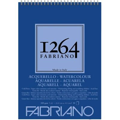 Bloco de papel para aquarela Fabriano A3 - 30 folhas - Espiral - 300g Bloco de papel para aquarela Fabriano A3 - 30 folhas - Espiral - 300g