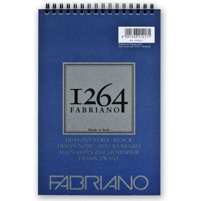 Bloc de papier de dessin noir Fabriano 1264 A5 - Spirale - 200g - Publicité Bloc de papier de dessin noir Fabriano 1264 A5 - Spirale - 200g - Publicité