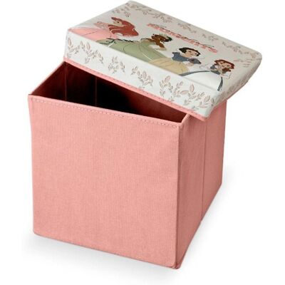 Pouf de rangement Princesses Disney - 30x30x30 cm - Rose - Publicité Pouf de rangement Princesses Disney - 30x30x30 cm - Rose - Publicité