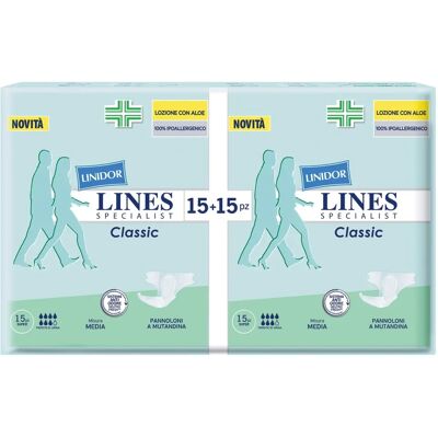 Pantaloni Incontinenza Unisex Lines Classic - 30 pezzi Pantaloni Incontinenza Unisex Lines Classic - 30 pezzi