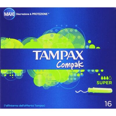 Tampax Compak Super 16 - Prodotto di igiene femminile Tampax Compak Super 16 - Prodotto di igiene femminile