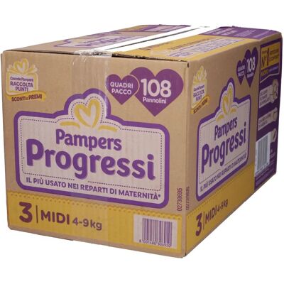 Pampers Progressi 3 Midi Pannolini - 108 Pezzi Pampers Progressi 3 Midi Pannolini - 108 Pezzi