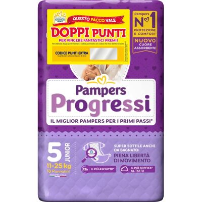 Pampers Progressi Junior 5 Pannolini - Pannolini per 11-25 kg Pampers Progressi Junior 5 Pannolini - Pannolini per 11-25 kg