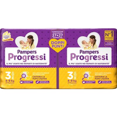 Fater Spa Pampers Progressi Pannolino Midi Pacco Doppio Fater Spa Pampers Progressi Pannolino Midi Pacco Doppio
