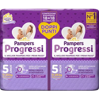 Pampers Progressi Junior Pannolini - Taglia 11-25kg - 36 Pezzi Pampers Progressi Junior Pannolini - Taglia 11-25kg - 36 Pezzi