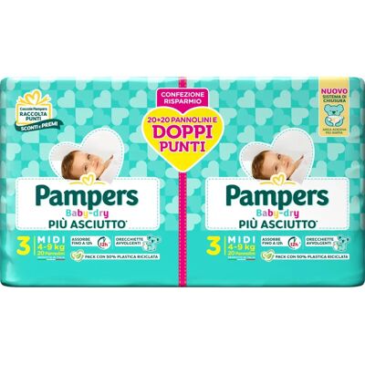 Pampers Baby Dry Midi - Pannolini traspiranti 4-9kg - 40 pezzi Pampers Baby Dry Midi - Pannolini traspiranti 4-9kg - 40 pezzi