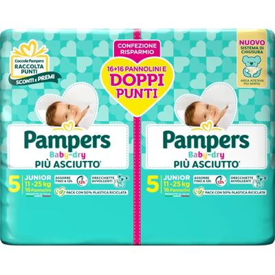 Pannolini Pampers Baby Dry Taglia 5 - 11-25kg - 64 Pezzi Pannolini Pampers Baby Dry Taglia 5 - 11-25kg - 64 Pezzi
