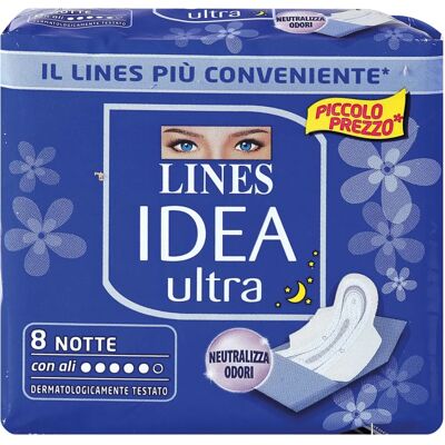 Fater SpA Lines Idea Ultra Notte Ali X8 Pz - Assorbenti Notte Fater SpA Lines Idea Ultra Notte Ali X8 Pz - Assorbenti Notte