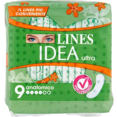Lines Idea Ultra Anatomico 9 Pz - Assorbenti Femminili Lines Idea Ultra Anatomico 9 Pz - Assorbenti Femminili