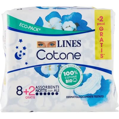 Assorbenti notte in cotone biologico con ali - Protezione notturna Assorbenti notte in cotone biologico con ali - Protezione notturna