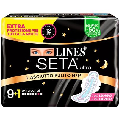 Lines Seta Ultra Extra con Ali 9+1 - Assorbenti Femminili Lines Seta Ultra Extra con Ali 9+1 - Assorbenti Femminili