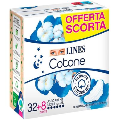 Fater SpA LINES Assorbenti notte in cotone con ali - Protezioni femminili Fater SpA LINES Assorbenti notte in cotone con ali - Protezioni femminili