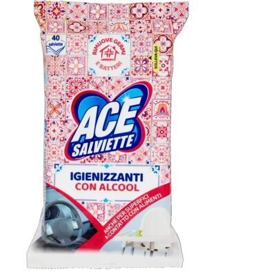 Salviette disinfettanti Ace - 40 pezzi - Pulitore superfici domestiche Salviette disinfettanti Ace - 40 pezzi - Pulitore superfici domestiche