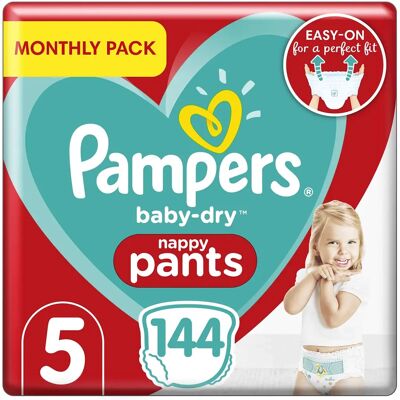 Pampers - Baby-Dry Nappy Pants - Size 5 - 144 Count Pampers - Baby-Dry Nappy Pants - Size 5 - 144 Count