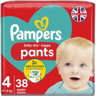 Pampers Baby-Dry Nappy Pants Size 4 - Baby Diapers Pampers Baby-Dry Nappy Pants Size 4 - Baby Diapers
