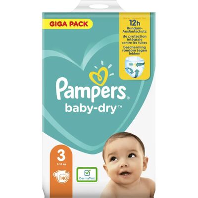 Pampers Baby-Dry 81715573 Couches - Imperméables, Superabsorbantes, Taille 3 Pampers Baby-Dry 81715573 Couches - Imperméables, Superabsorbantes, Taille 3