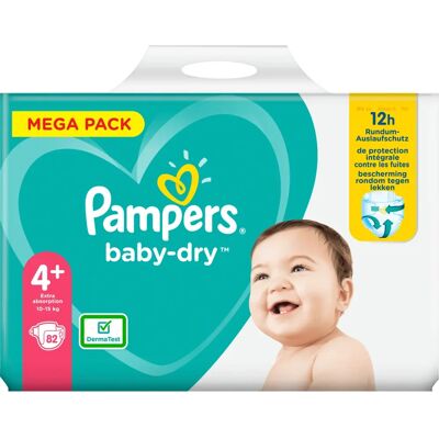 Pampers - Baby-Dry - Taille 4+ - 82 couches Pampers - Baby-Dry - Taille 4+ - 82 couches
