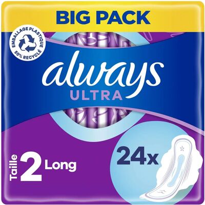 Always Long Size 2 Ultra Sanitary Pads with Wings - 24 Pack Always Long Size 2 Ultra Sanitary Pads with Wings - 24 Pack