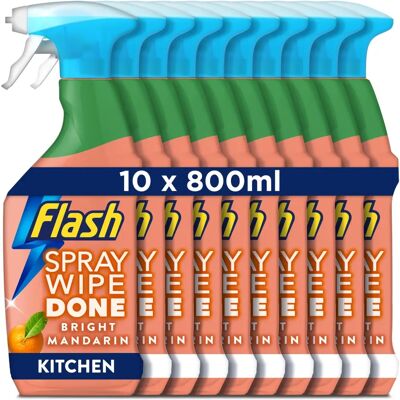 SprayWipeDone - Kitchen Cleaner Spray - 8 L - 10x800 ml - Bright Mandarin - Kitchen cleaner spray SprayWipeDone - Kitchen Cleaner Spray - 8 L - 10x800 ml - Bright Mandarin - Kitchen cleaner spray