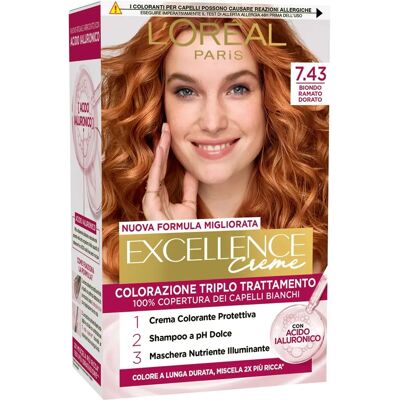 Coloration Cheveux Excellence de L'Oréal Paris - Biondo Rame Dorato, Longue tenue, Couverture cheveux blancs - Publicité Coloration Cheveux Excellence de L'Oréal Paris - Biondo Rame Dorato, Longue tenue, Couverture cheveux blancs - Publicité