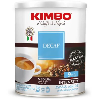 Kimbo Decaf - Kaffee - 250g Gemahlen Italienische Marke Wiederverschließbare Dose Kimbo Decaf - Kaffee - 250g Gemahlen Italienische Marke Wiederverschließbare Dose