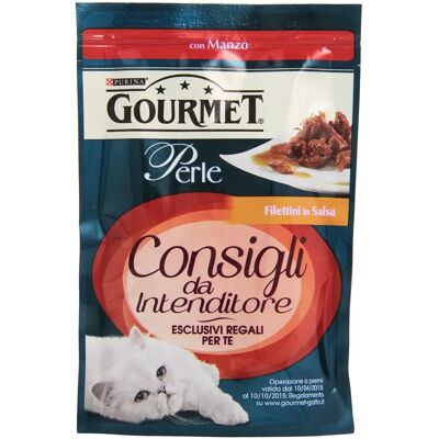 Gourmet Perle Filettini in Salsa Manzo - Cibo umido per gatti Gourmet Perle Filettini in Salsa Manzo - Cibo umido per gatti