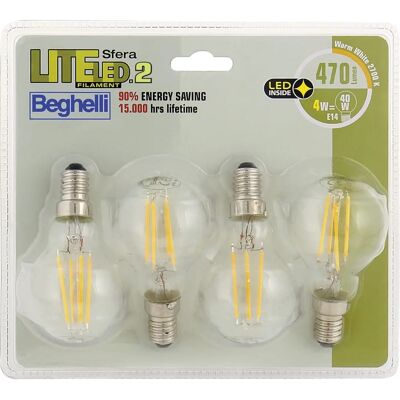 Beghelli Bianca 2700K 4W LED E14 Lampadina risparmio energia Beghelli Bianca 2700K 4W LED E14 Lampadina risparmio energia