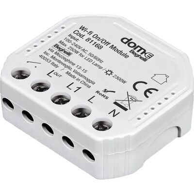 Beghelli Dom-e Interrupteur WiFi - Module sans fil On-Off avec app - Publicité Beghelli Dom-e Interrupteur WiFi - Module sans fil On-Off avec app - Publicité