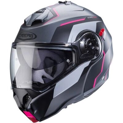 Caberg Duke Evo Move Motorcycle Modular Helmet - Gray/Pink - XS - Unisex Caberg Duke Evo Move Motorcycle Modular Helmet - Gray/Pink - XS - Unisex