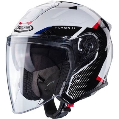 Caberg Flyon II Boss Jet-Helm - Schwarz Weiß Rot - XL Caberg Flyon II Boss Jet-Helm - Schwarz Weiß Rot - XL
